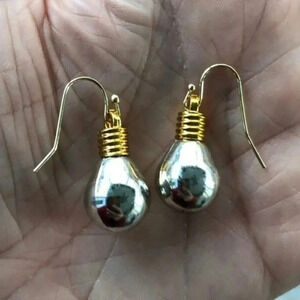 3 for $25/ Silver & Gold Festive Holiday Christmas Lightbulb Bulb Drop Earrings